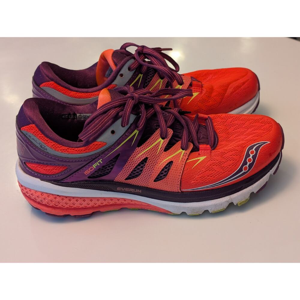 Saucony Zealot ISO 2 Running Shoes - Women’s Size 7 - Berry/Coral/Orange - Picture 2 of 8
